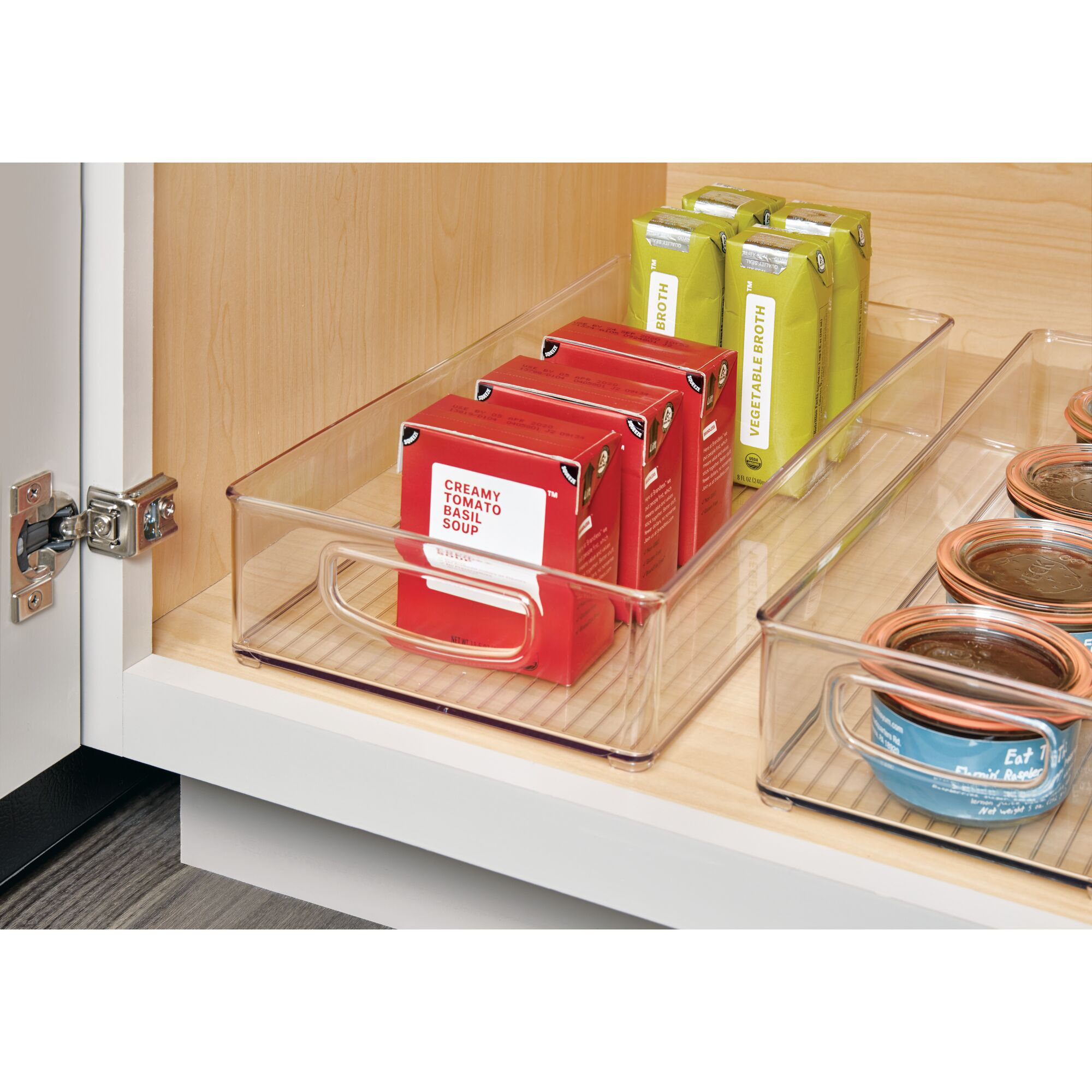 iDesign Plastic Kitchen Storage Organizer Binz with Handles, 16" x 8" x